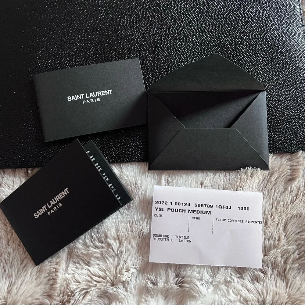 Yves Saint Laurent Black Clutch with Gold Logo - Picture 11 of 11